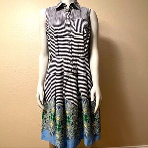 Tommy Hilfiger Sleeveless Tailored Fit To Flare Button Down Dress